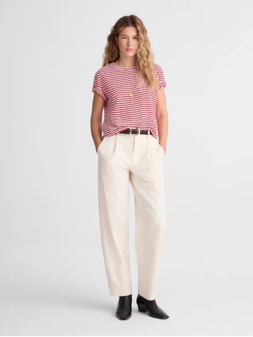 Madewell The Barrel-Leg Trouser Pant in Drapey Twill Size 10 NWT Cream